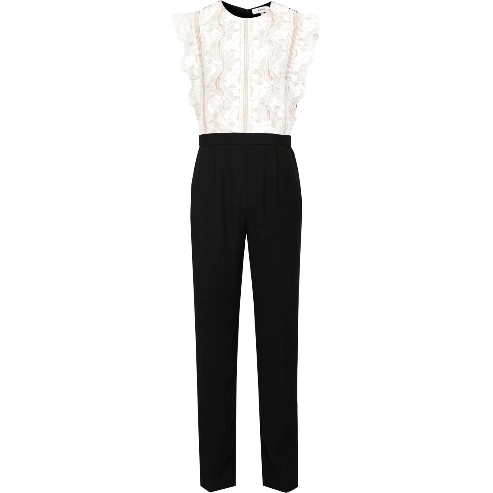 Reiss Suzy Lace Top Detail Jumpsuit Women's Size 4 (Xs) Crew Neck Sleeveless